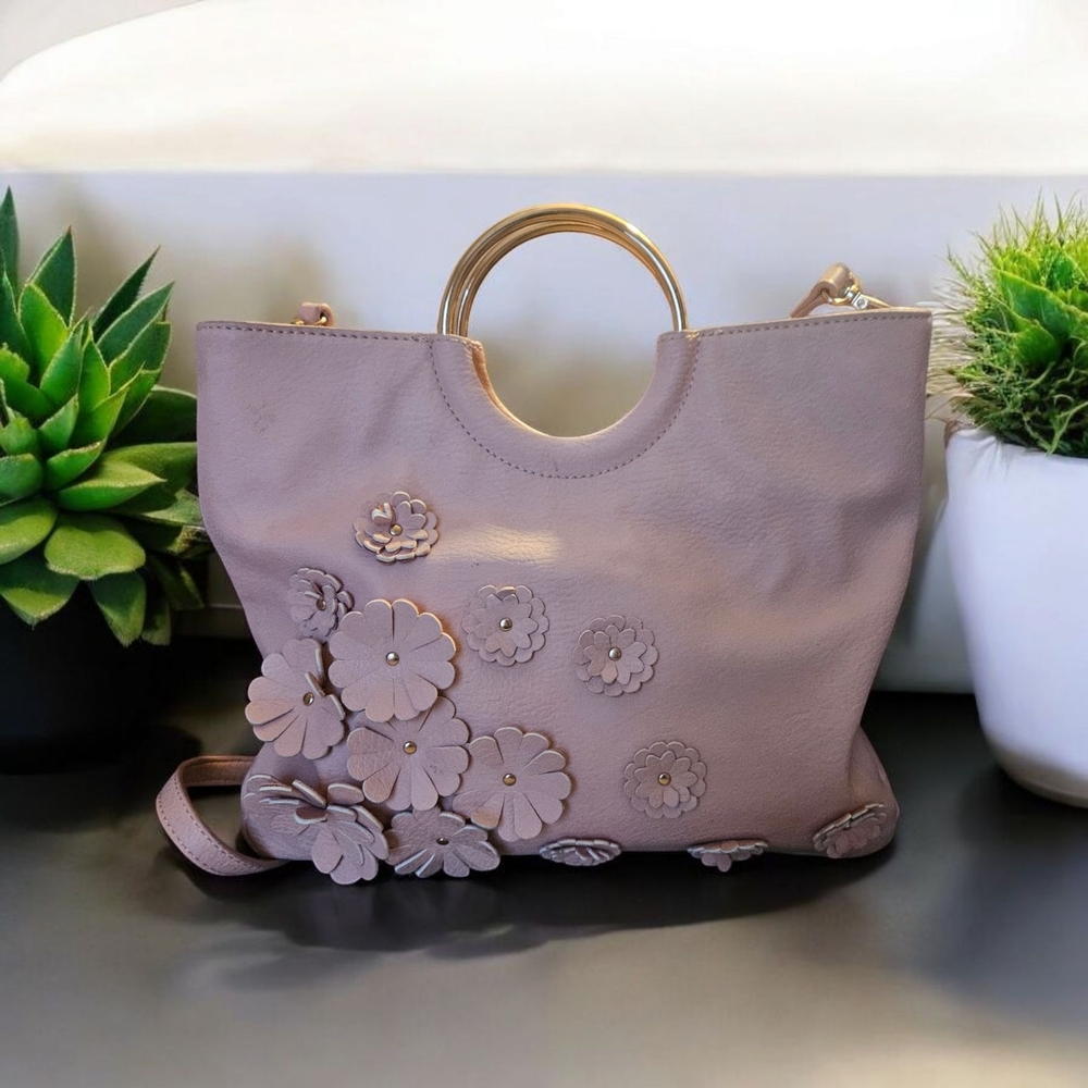 LC Lauren Conrad Pink Floral Vegan Leather Bag